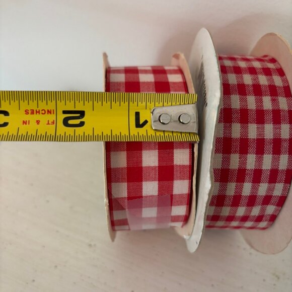 Lot of 2 Vintage Rolls Red Gingham Ribbon - Picture 4 of 6